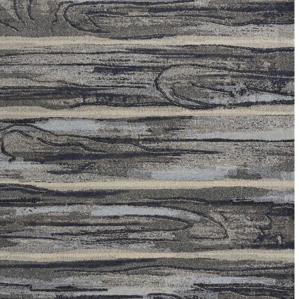 8' X 11' Gray Blue And Black Abstract Area Rug