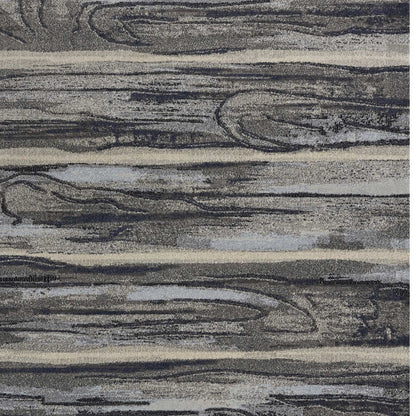 8' X 11' Gray Blue And Black Abstract Area Rug