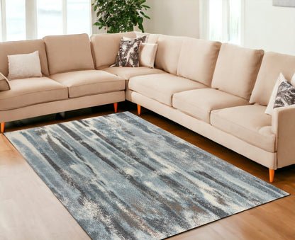 7' X 10'  Polypropylene Teal Area Rug