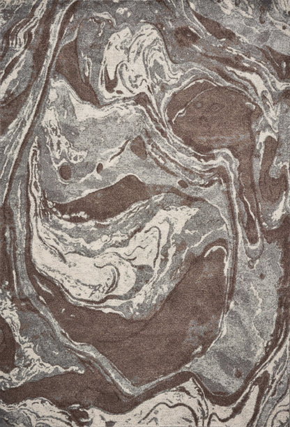 5' X 8' Brown And Ivory Abstract Area Rug