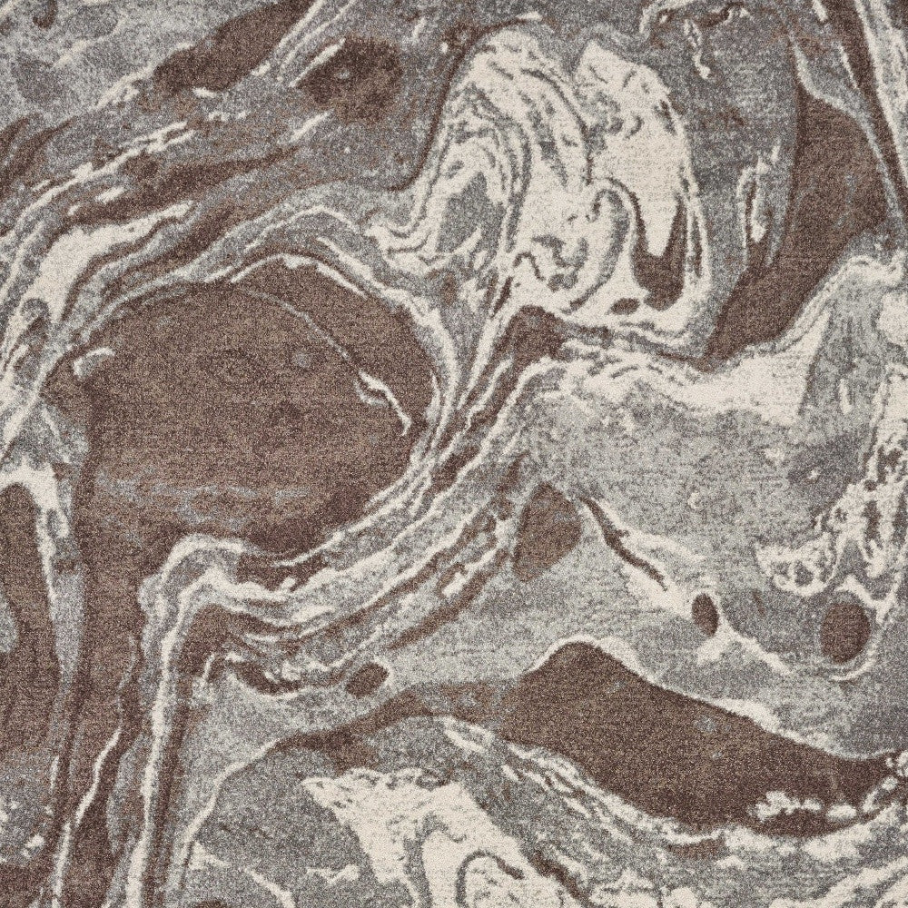 5' X 8' Brown And Ivory Abstract Area Rug