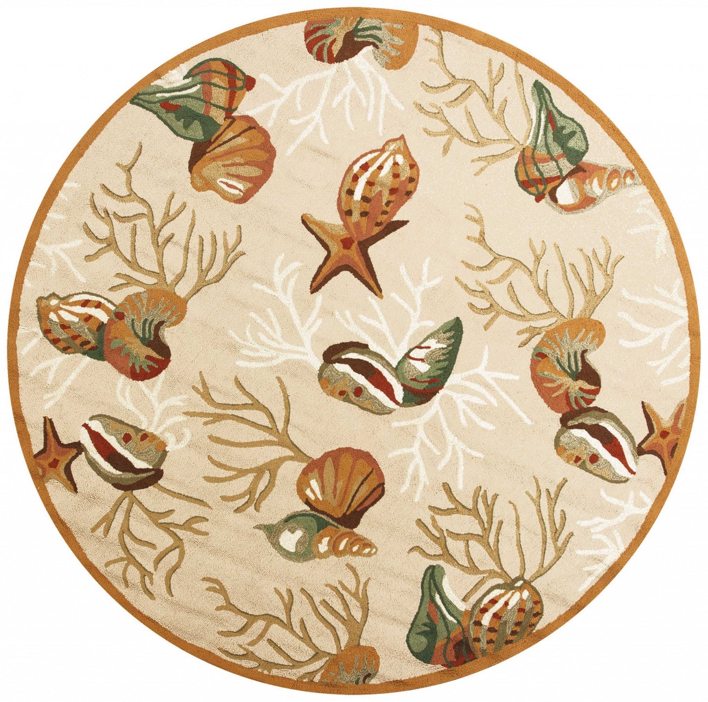 5' X 7' Beige Corals And Shells Indoor Area Rug