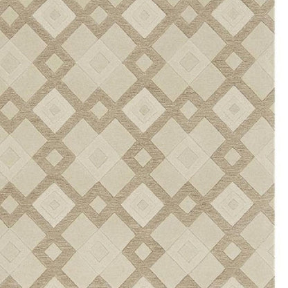 5' X 8' Ivory And Brown Wool Geometric Hand Tufted Area Rug