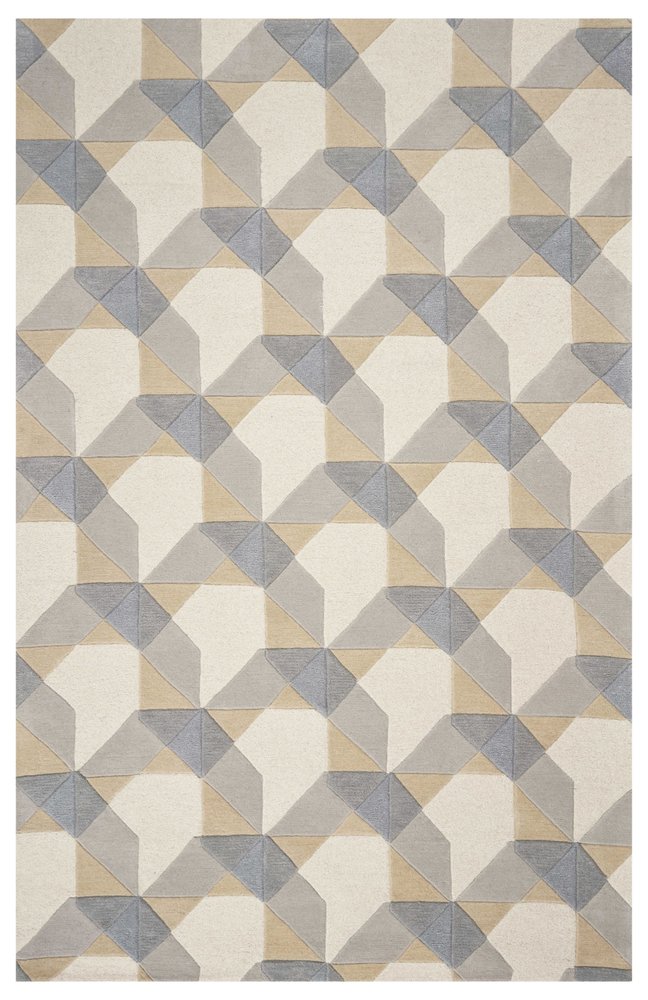3' X 5' Ivory Gray And Cream Wool Geometric Area Rug