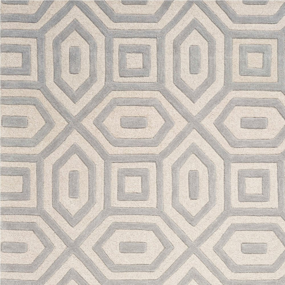 8' X 10' Gray Wool Geometric Hand Tufted Area Rug