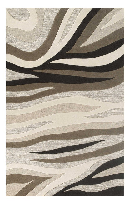 5' X 8' Beige Ivory And Black Wool Abstract Hand Tufted Area Rug