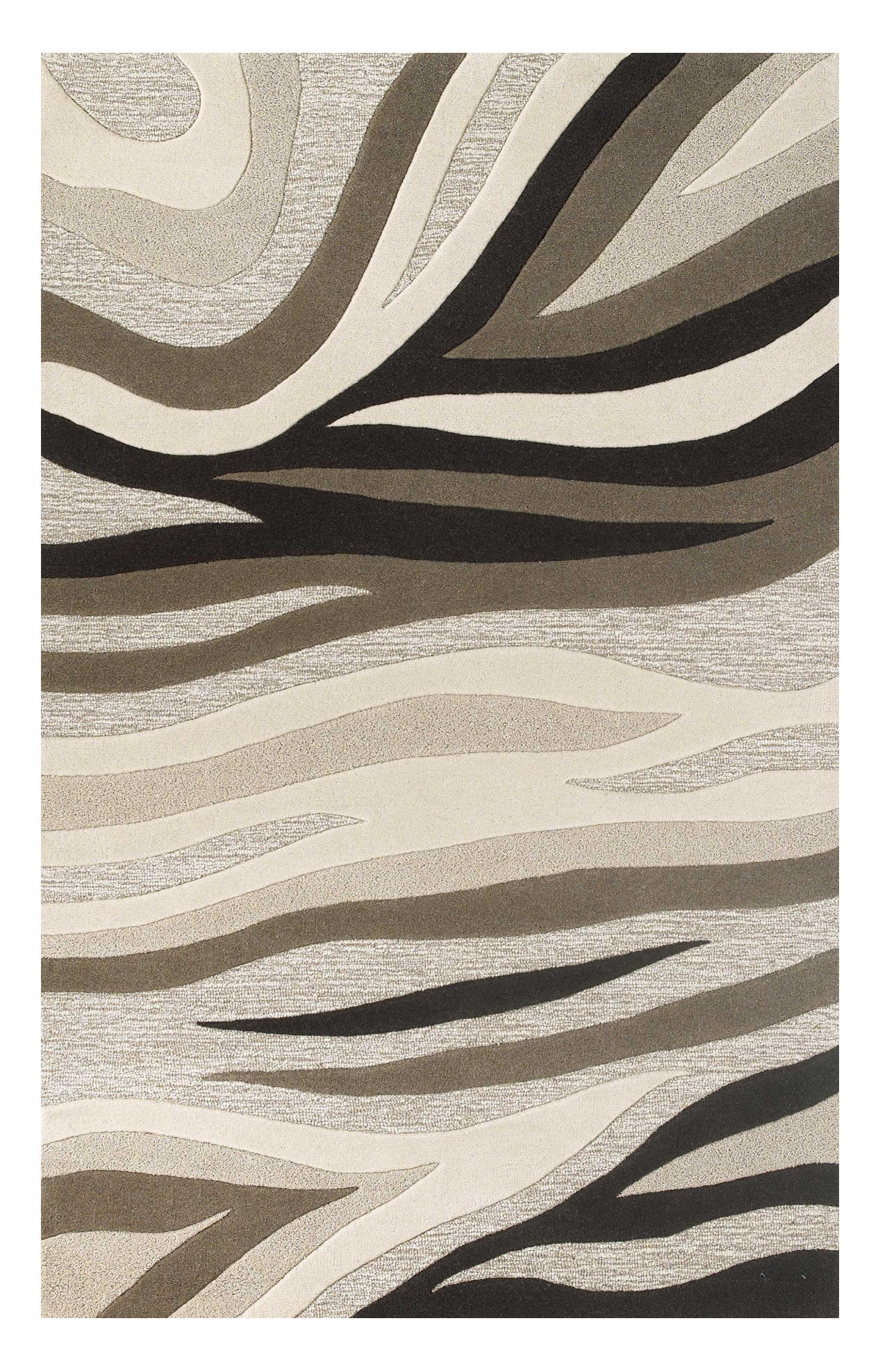 5' X 8'  Wool Black Or  Beige Area Rug