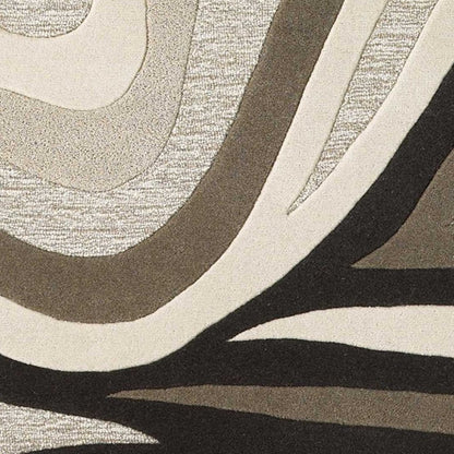 5' X 8' Beige Ivory And Black Wool Abstract Hand Tufted Area Rug