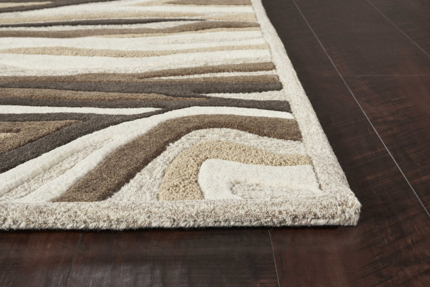 3' X 5' Beige Wool Abstract Hand Tufted Area Rug