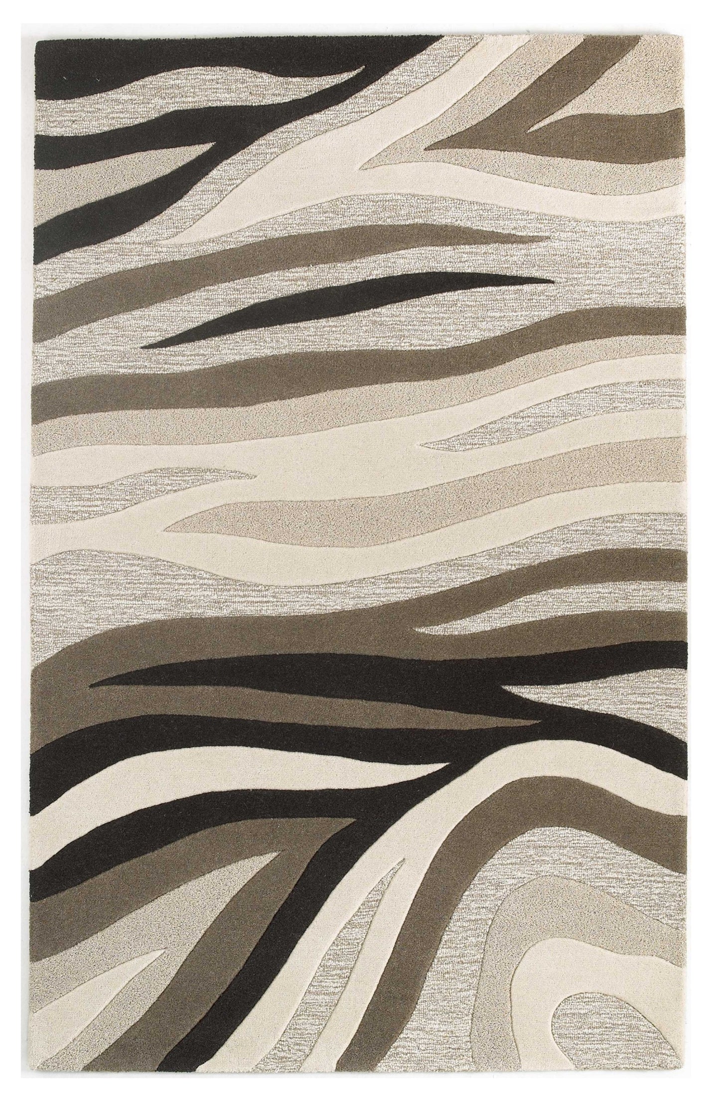 3' X 5' Beige Wool Abstract Hand Tufted Area Rug