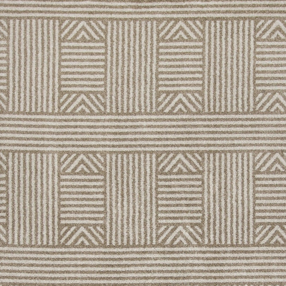 2' X 3' Beige and Ivory Geometric Indoor Outdoor Area Rug