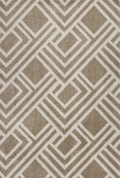 3' X 5' Beige Geometric Indoor Outdoor Area Rug