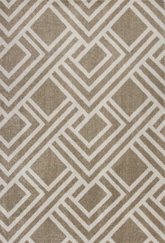 3' X 5' Beige Geometric Indoor Outdoor Area Rug