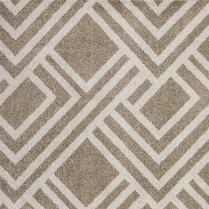 7' X 10' Beige and Ivory Geometric Indoor Outdoor Area Rug