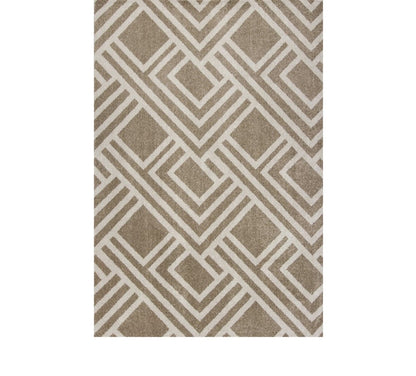 7' X 10' Beige and Ivory Geometric Indoor Outdoor Area Rug