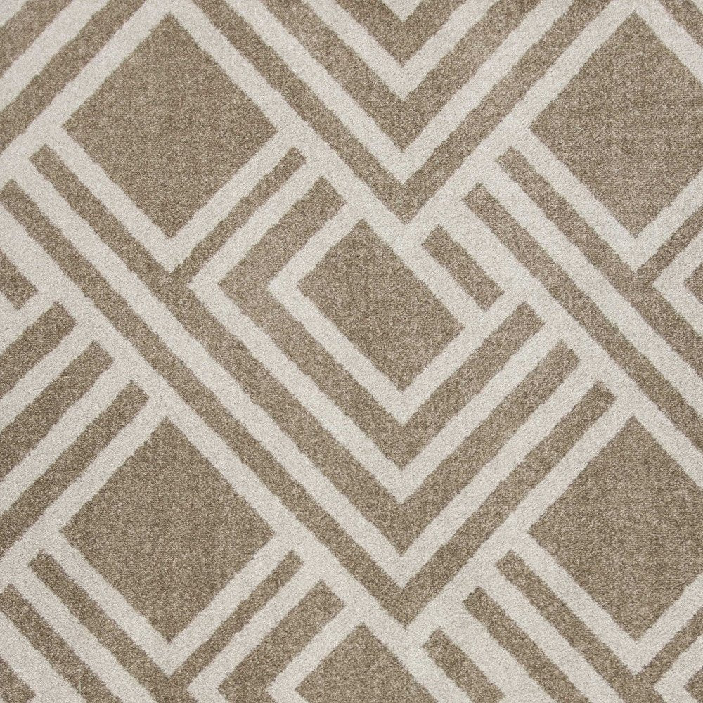 7' X 10' Beige and Ivory Geometric Indoor Outdoor Area Rug