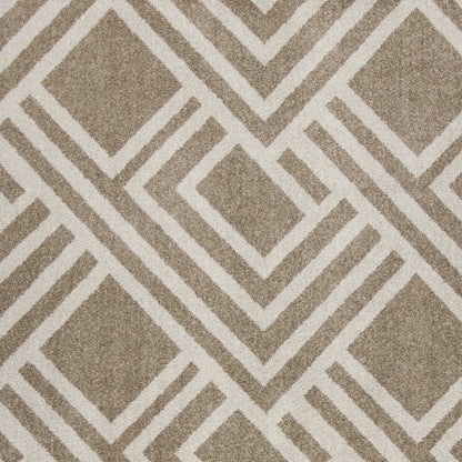 7' X 10' Beige and Ivory Geometric Indoor Outdoor Area Rug