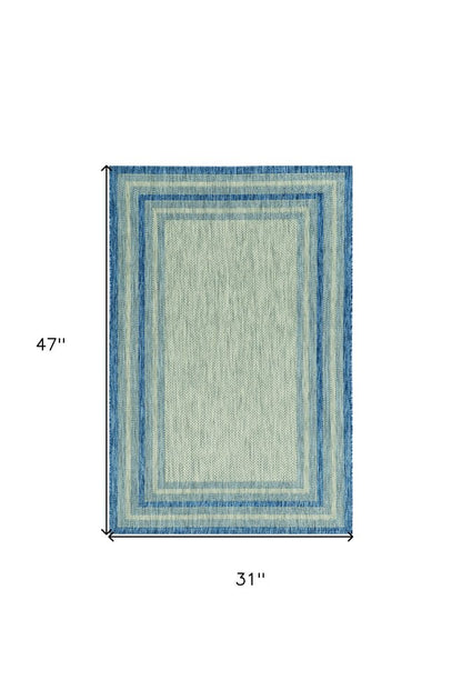 8' Blue And Gray Round Striped Indoor Outdoor Area Rug