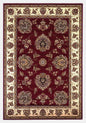 7' Red And Ivory Floral Medallion Octagon Rug