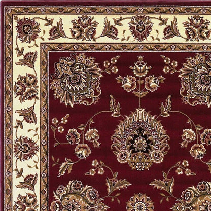 2' X 3' Red And Ivory Floral Medallion Area Rug