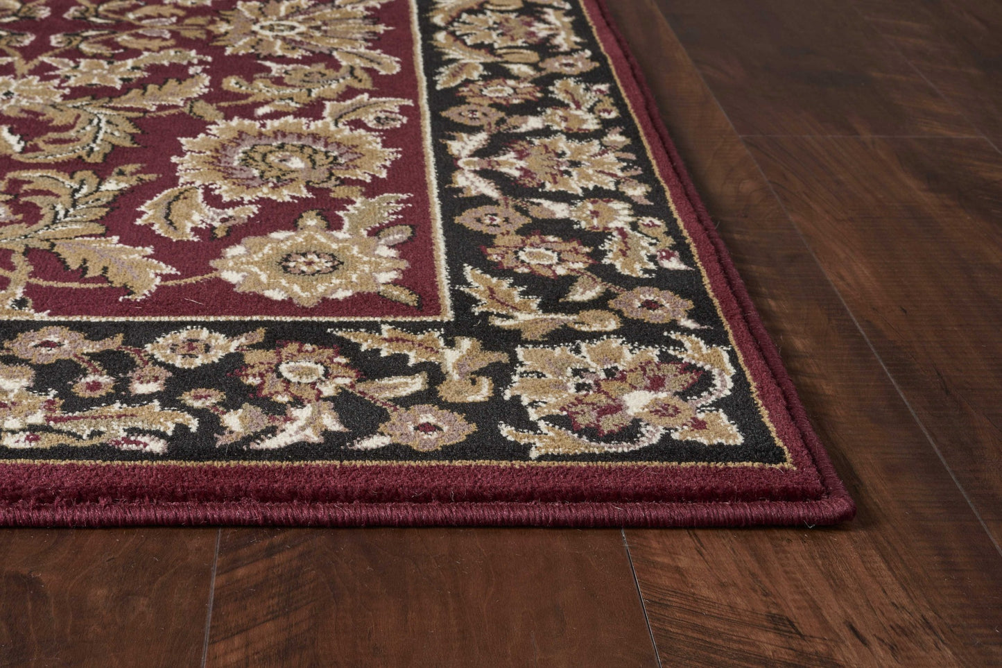 5' X 8' Red And Black Floral Medallion Area Rug