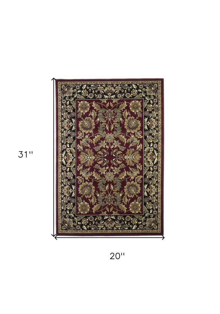 5' X 8' Red And Black Floral Medallion Area Rug