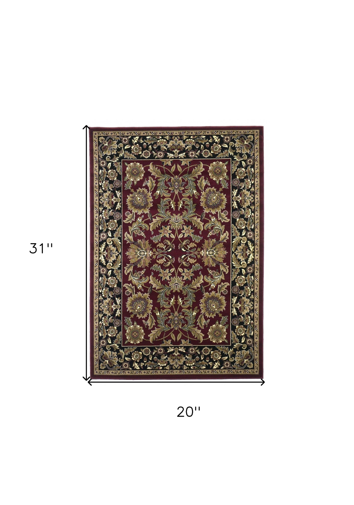 5' X 8' Red And Black Floral Medallion Area Rug
