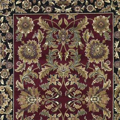 5' X 8' Red And Black Floral Medallion Area Rug