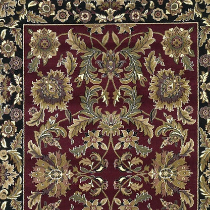 5' X 8' Red And Black Floral Medallion Area Rug
