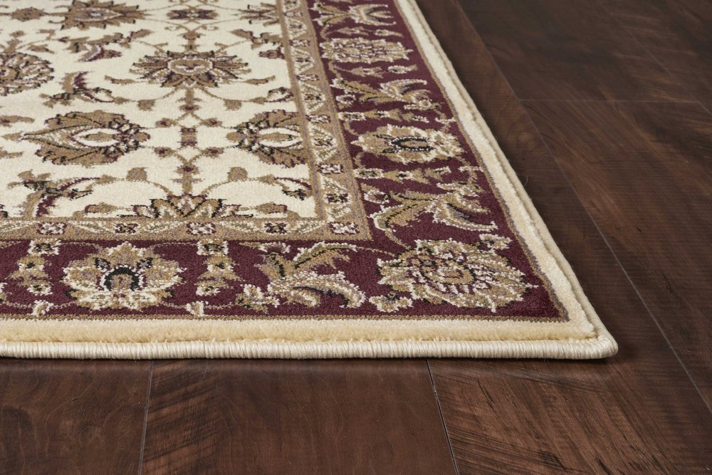 2' X 3' Red Ivory And Brown Floral Medallion Area Rug