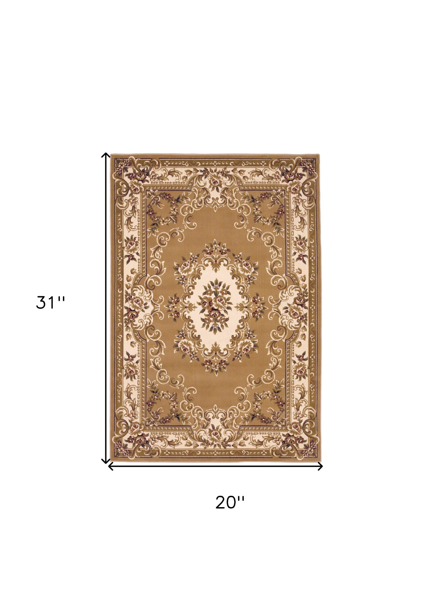 8' X 11' Beige Ivory Machine Woven Hand Carved Floral Medallion Indoor Area Rug