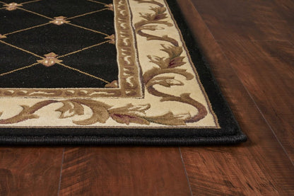 2' X 3' Brown Black And Ivory Floral Vines Area Rug