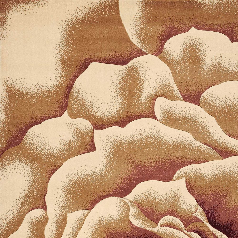 2' X 3' Ivory Brown And Red Floral Area Rug