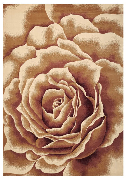 2' X 3' Ivory Brown And Red Floral Area Rug