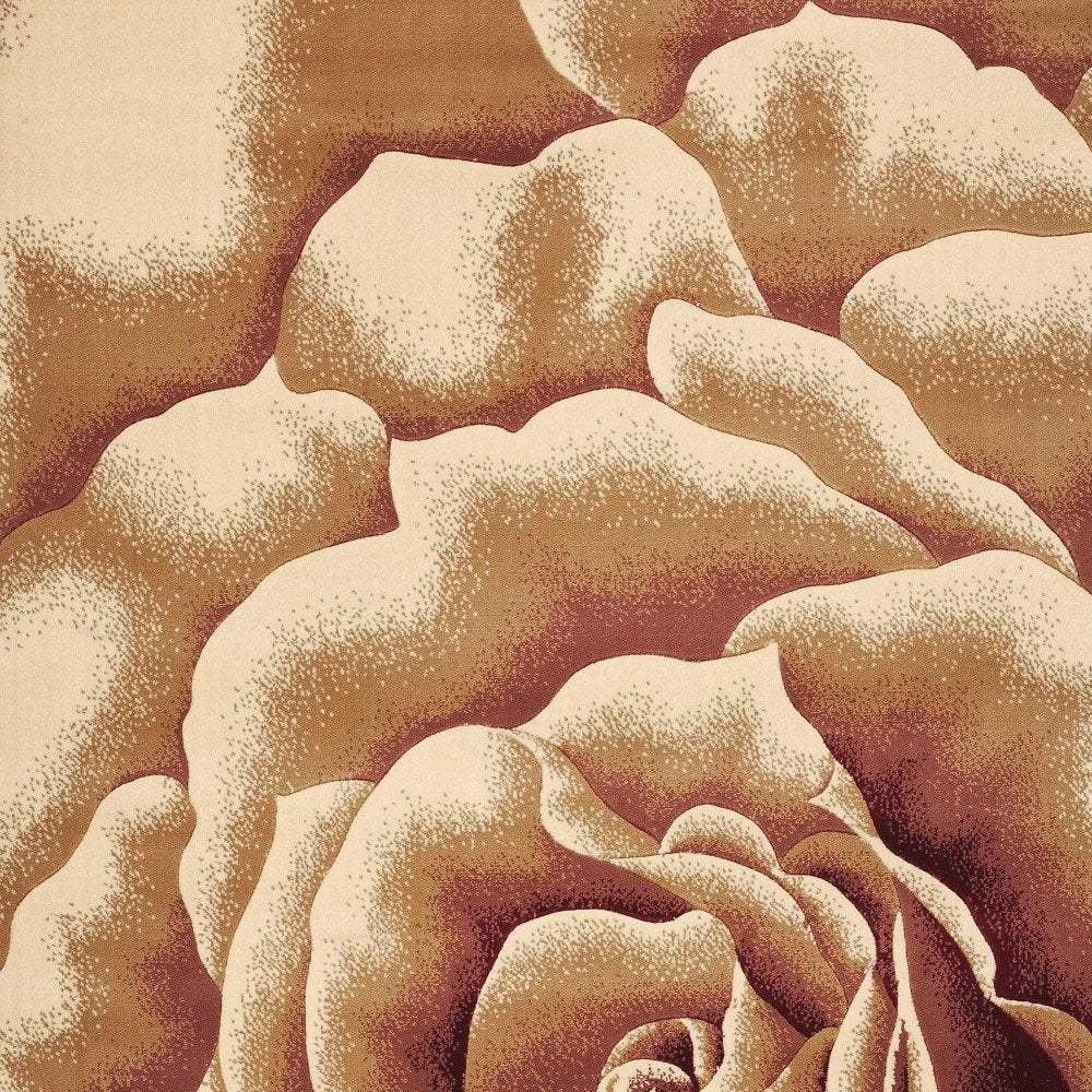 2' X 3' Ivory Brown And Red Floral Area Rug