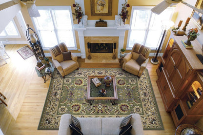 2' X 3' Green Taupe And Ivory Floral Medallion Area Rug