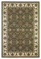 7' Green And Ivory Floral Octagon Rug