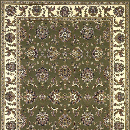 7' Green And Ivory Floral Octagon Rug