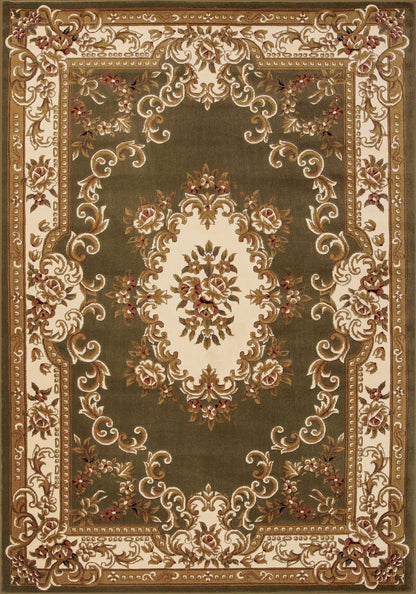 7' X 10'  Polypropylene Greenor Ivory Area Rug