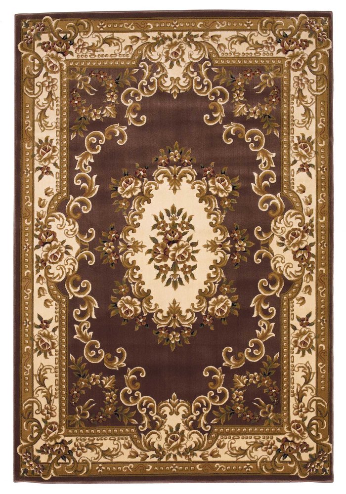 5' X 8' Plum And Ivory Floral Medallion Area Rug