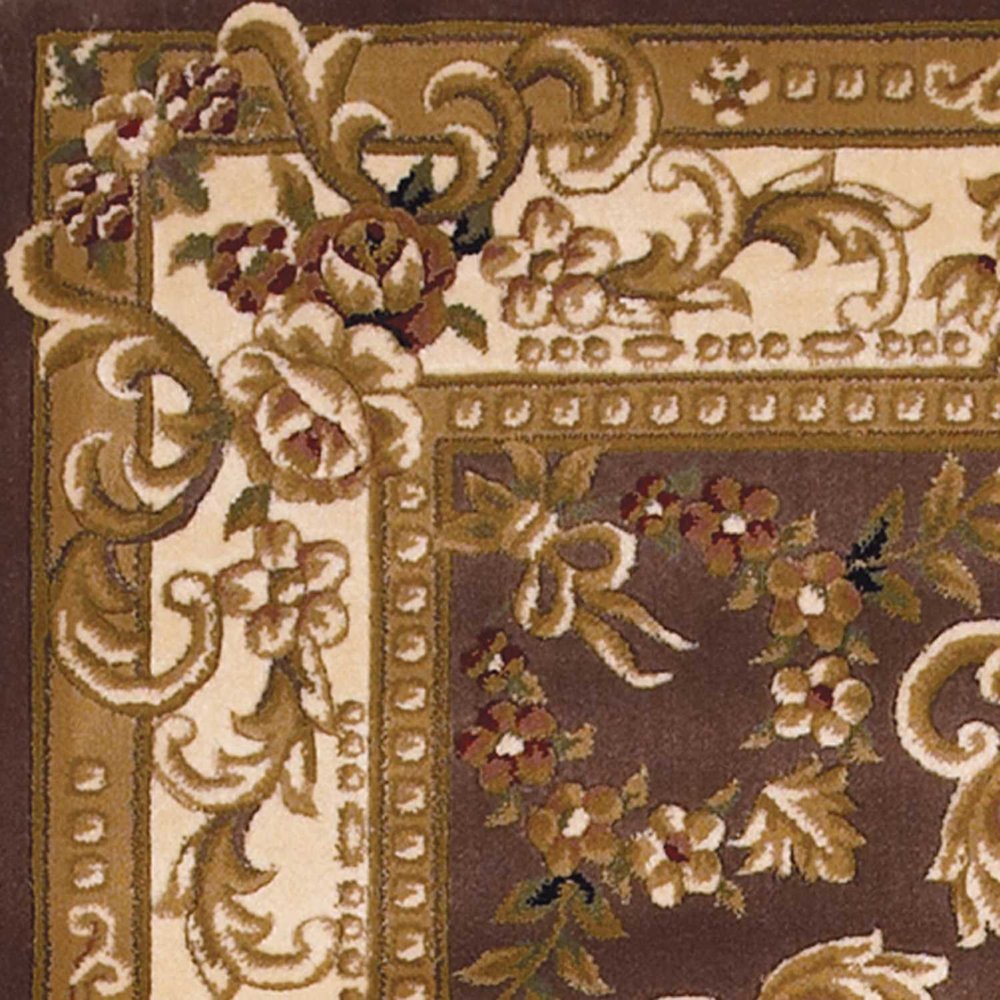 2' X 3' Plum And Ivory Floral Medallion Area Rug