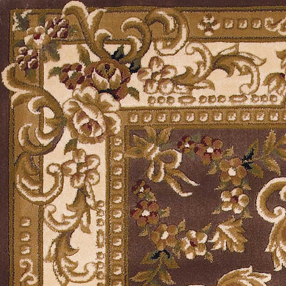 2' X 3' Plum And Ivory Floral Medallion Area Rug