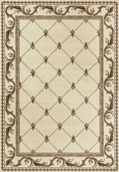 8' Ivory And Brown Floral Vines Round Rug