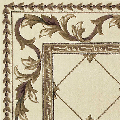 2' X 3' Ivory And Brown Floral Vines Area Rug