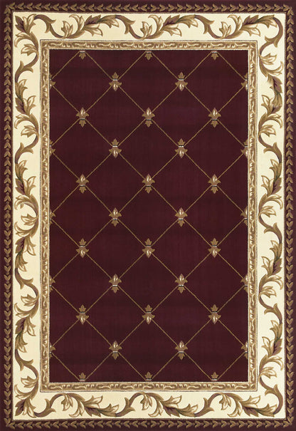 2' X 3' Red Machine Woven Hand Carved Fleur De Lis Indoor Accent Rug