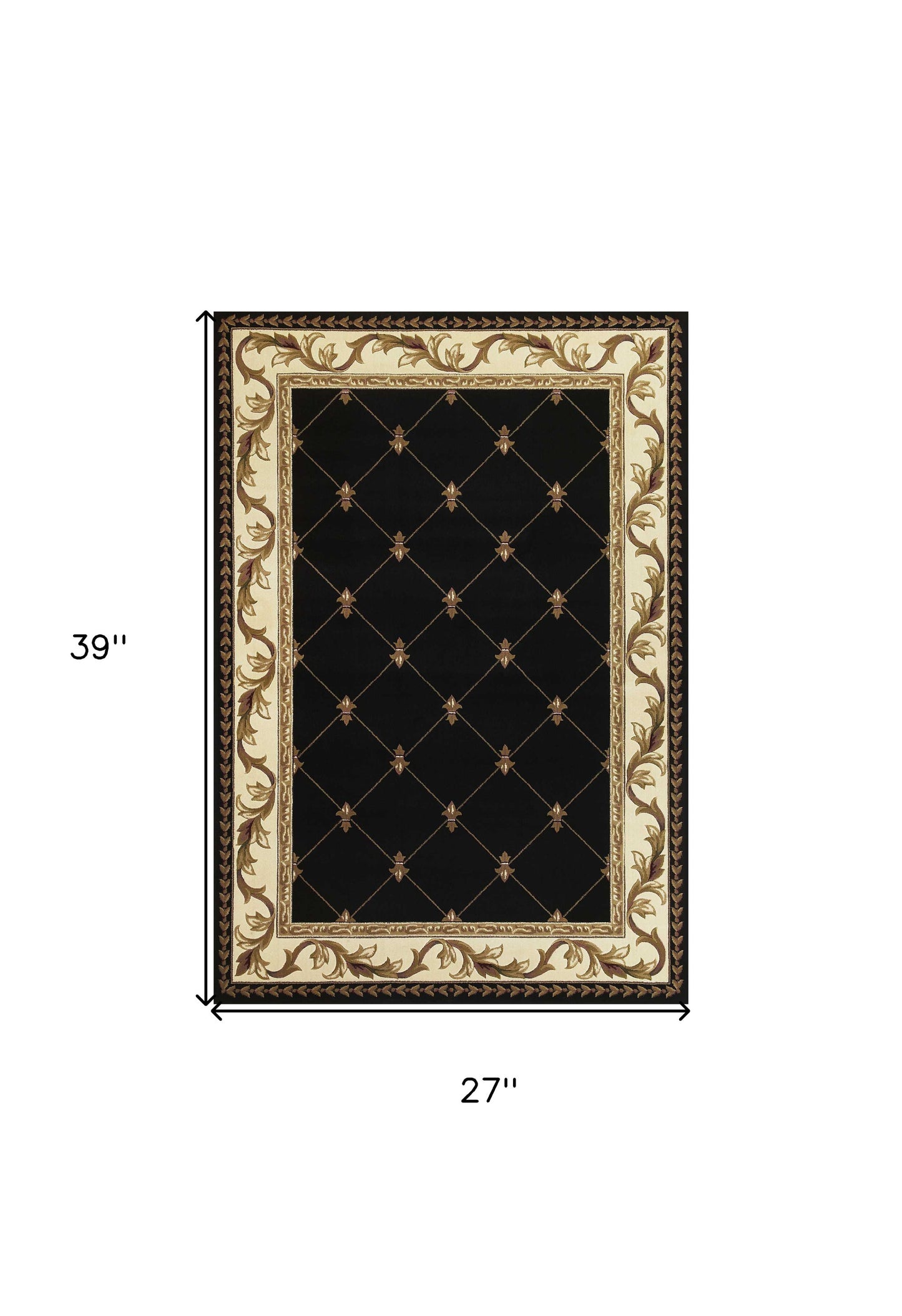 5' X 8' Brown Black And Ivory Floral Vines Area Rug