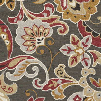2' X 3' Taupe Red And Gray Floral Hand Tufted Area Rug