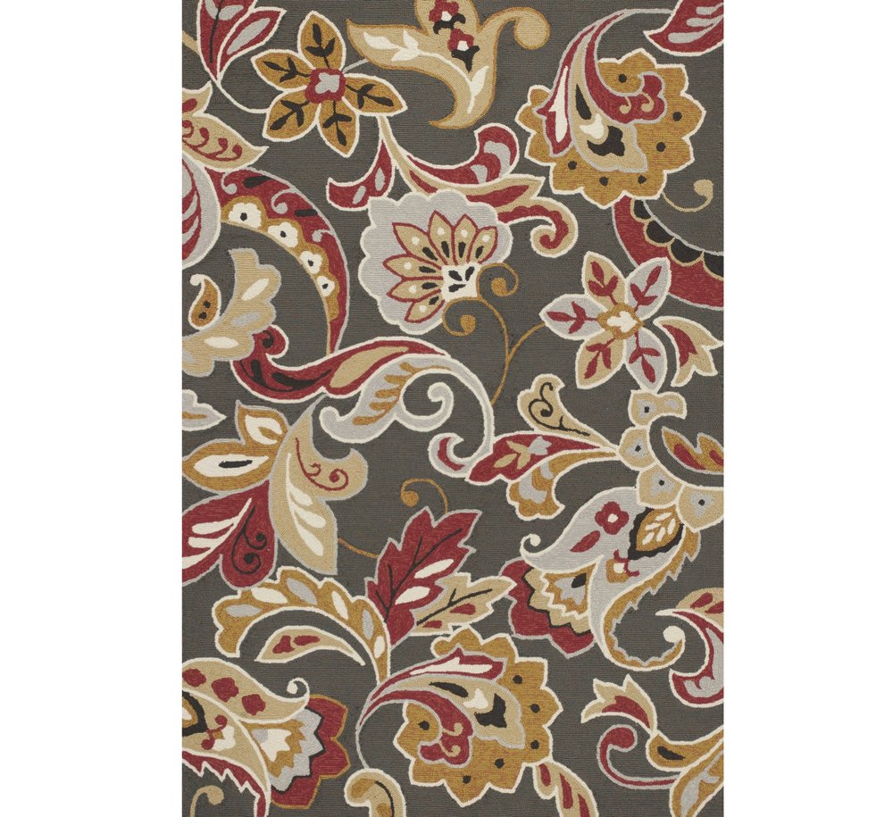 2' X 3' Taupe Red And Gray Floral Hand Tufted Area Rug