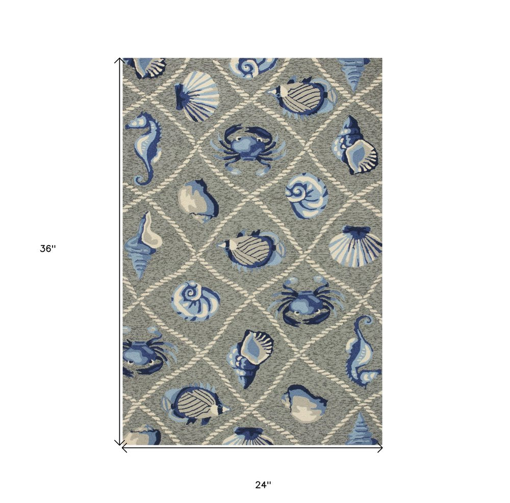 5' X 8' Gray Abstract Handmade Indoor Outdoor Area Rug