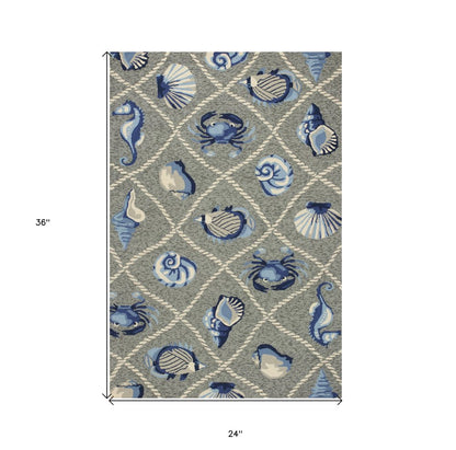5' X 8' Gray Abstract Handmade Indoor Outdoor Area Rug